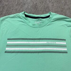 Rhone Shirt Men M Green Striped Crew Neck Short Sleeve Performance Peloton